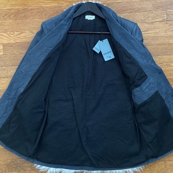 Zadig & Voltaire Lamb Leather Venturi Cuir Froisse Crinkle Effect Blazer - Picture 11 of 14